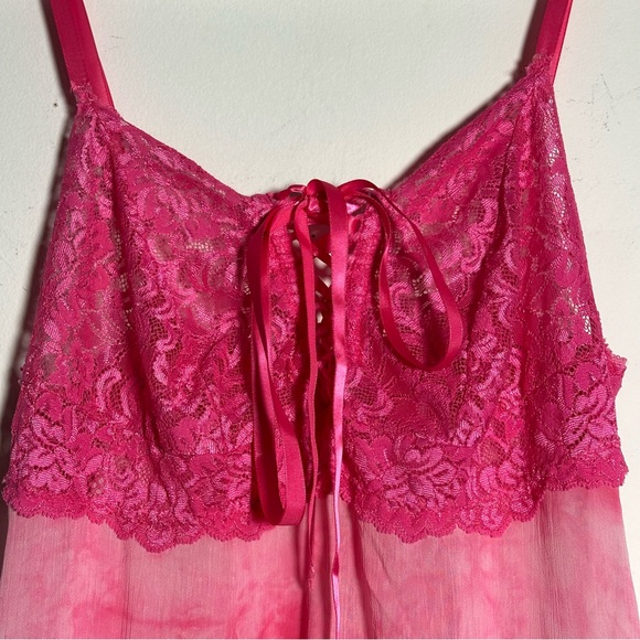 Intimate Attitudes Pink Tie Dye Maxi Slip Dress Lace Trim Nightgown 1X NWOT - Picture 6 of 12